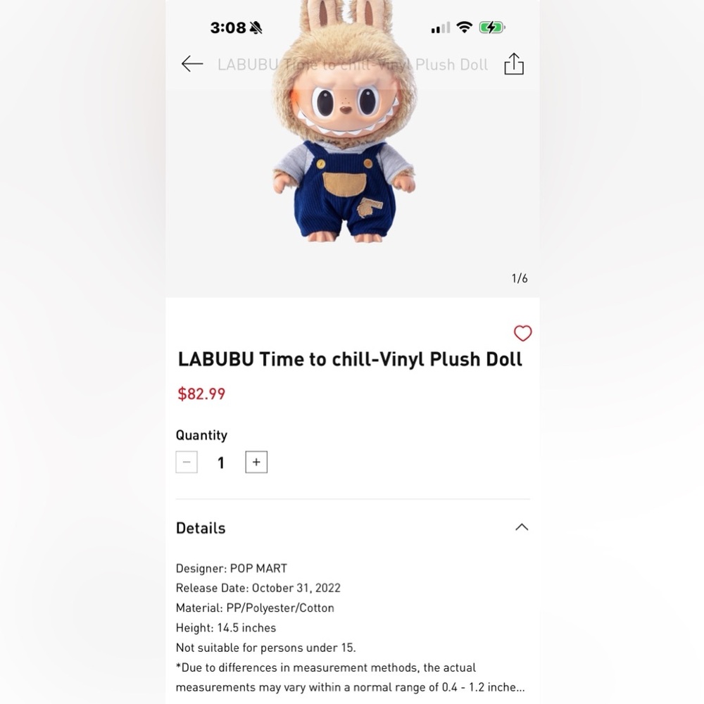 LABUBU Time to chill - Vinyl Plush Doll - No Box. Card is included. - Picture 4 of 6